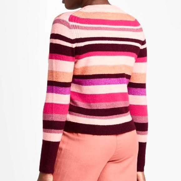 Coral Striped Crewneck Pullover Sweater - Picture 2 of 3